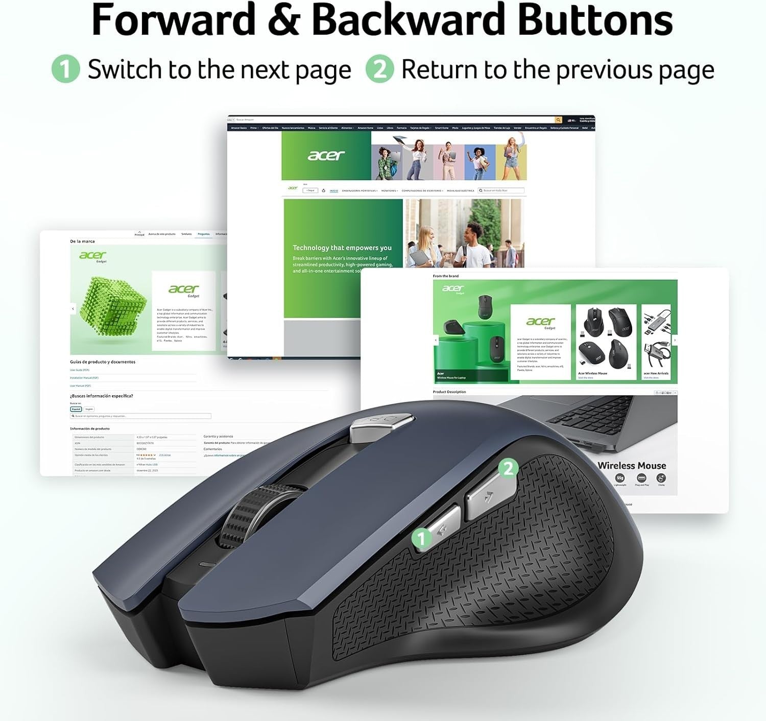 Ergonomic Wireless Mouse 2.4GHz Adjustable DPI Precision Control for Laptop PC