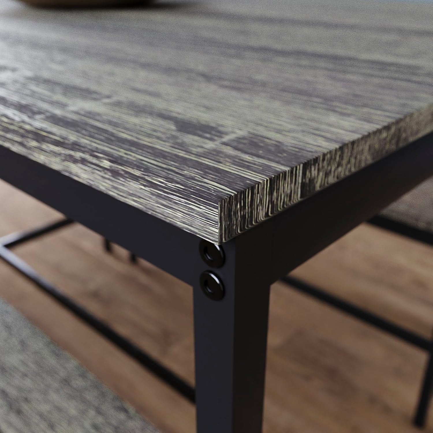 4 Seater Dining Table Set with 2 Benches - Solid Metal Frame, Modern Design