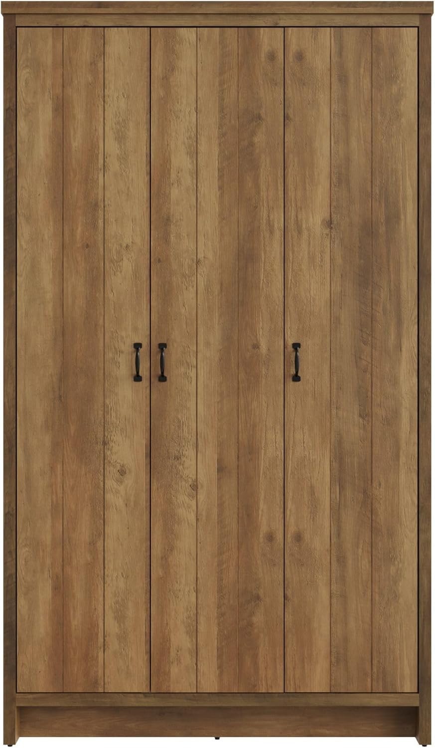 3 Door Oak Wardrobe Hanging Rail Shelves Storage Unit Bedroom Modern