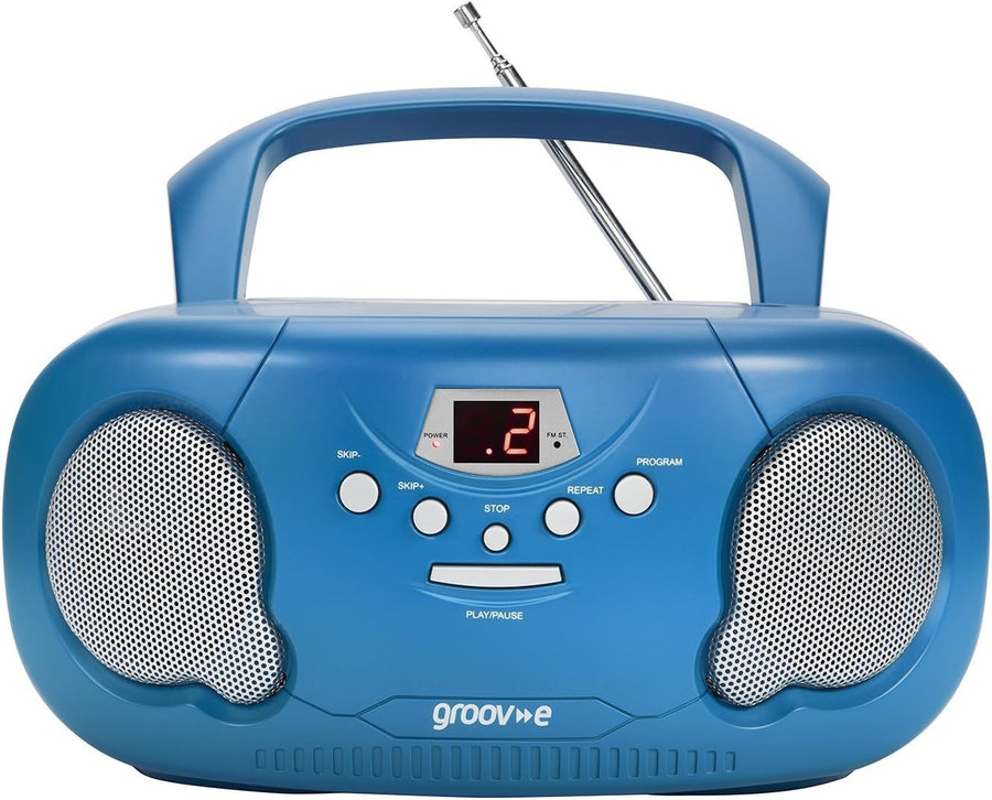 Portable Boombox CD Player Bluetooth Radio AUX Headphone LED Blue