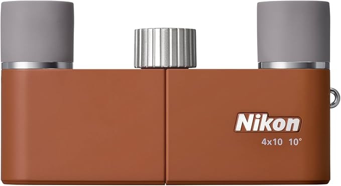 Ultra-Compact 4x10 Pocket Binoculars Lightweight HD Optics Amber Brown