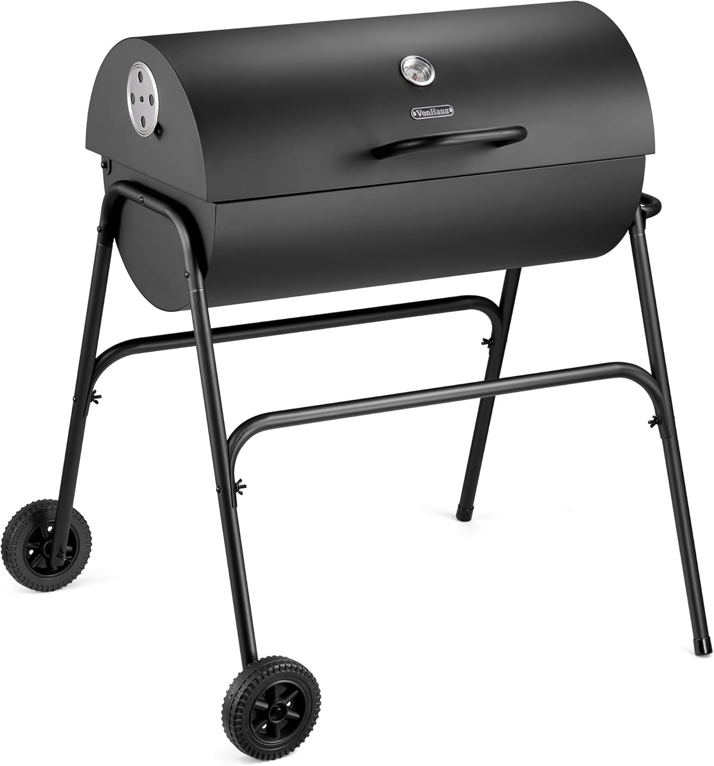 Portable Charcoal BBQ Grill with Smoker | Large Barrel Drum Grill | Warming Rack