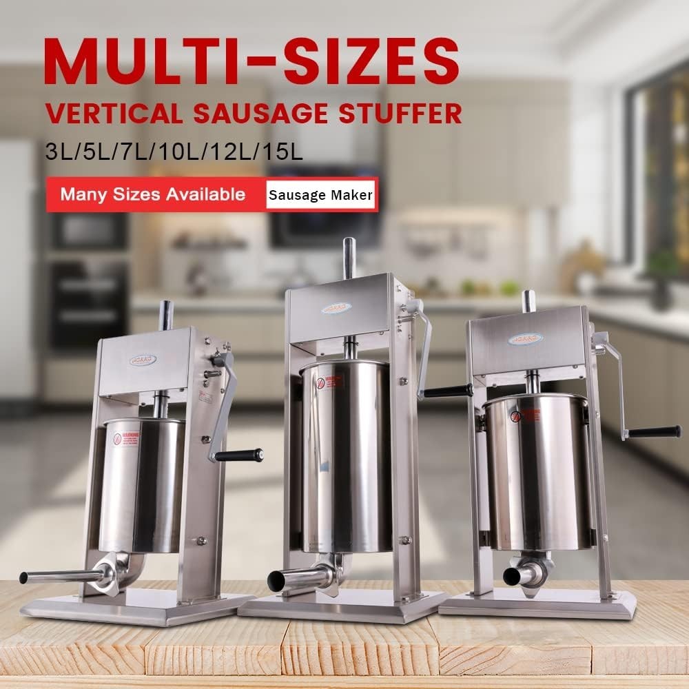 3L Sausage Stuffer Manual Stainless Steel Vertical Maker 4 Nozzles