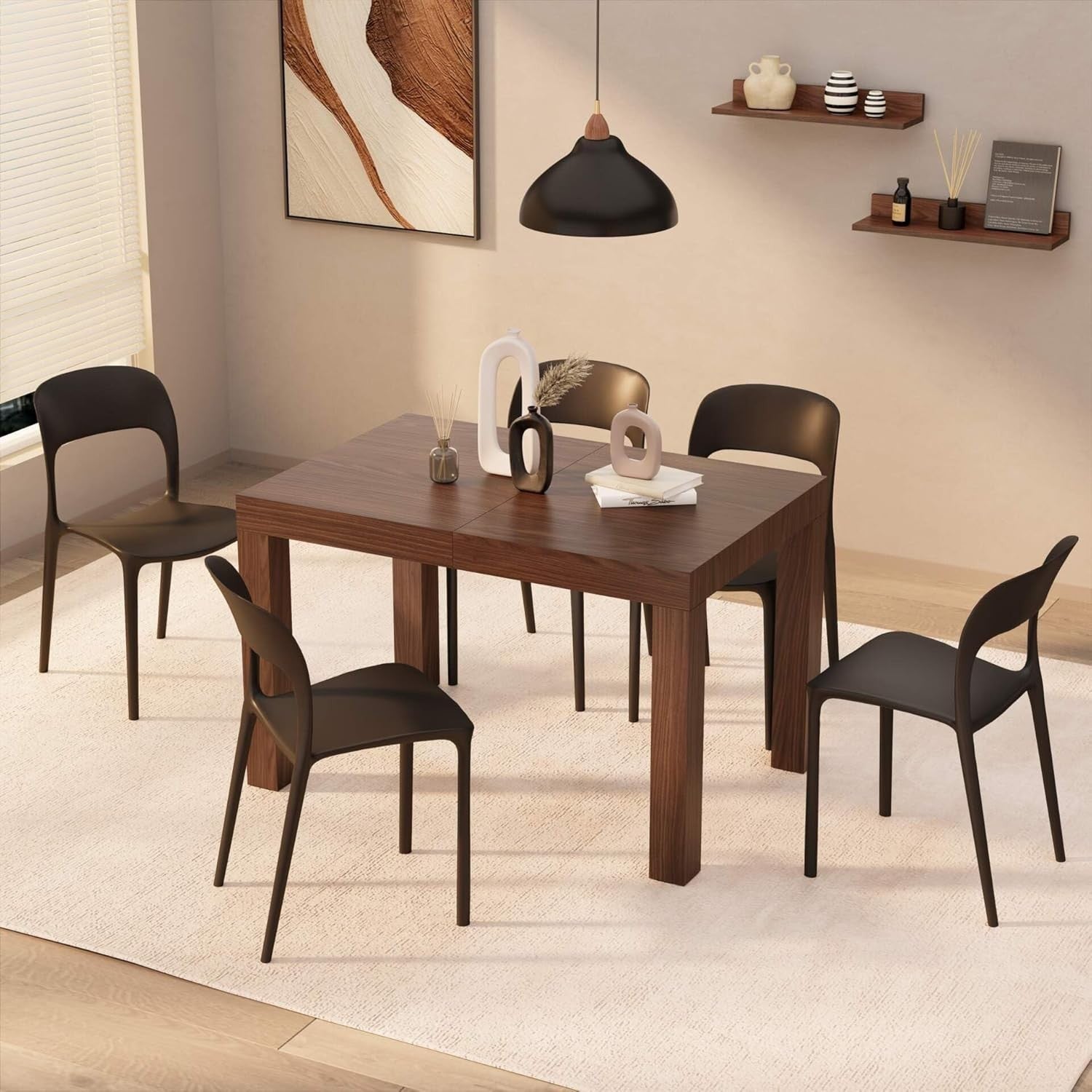 Extendable Canaletto Dining Table 8 Seater Wood Modern SpaceSaving 120-200cm