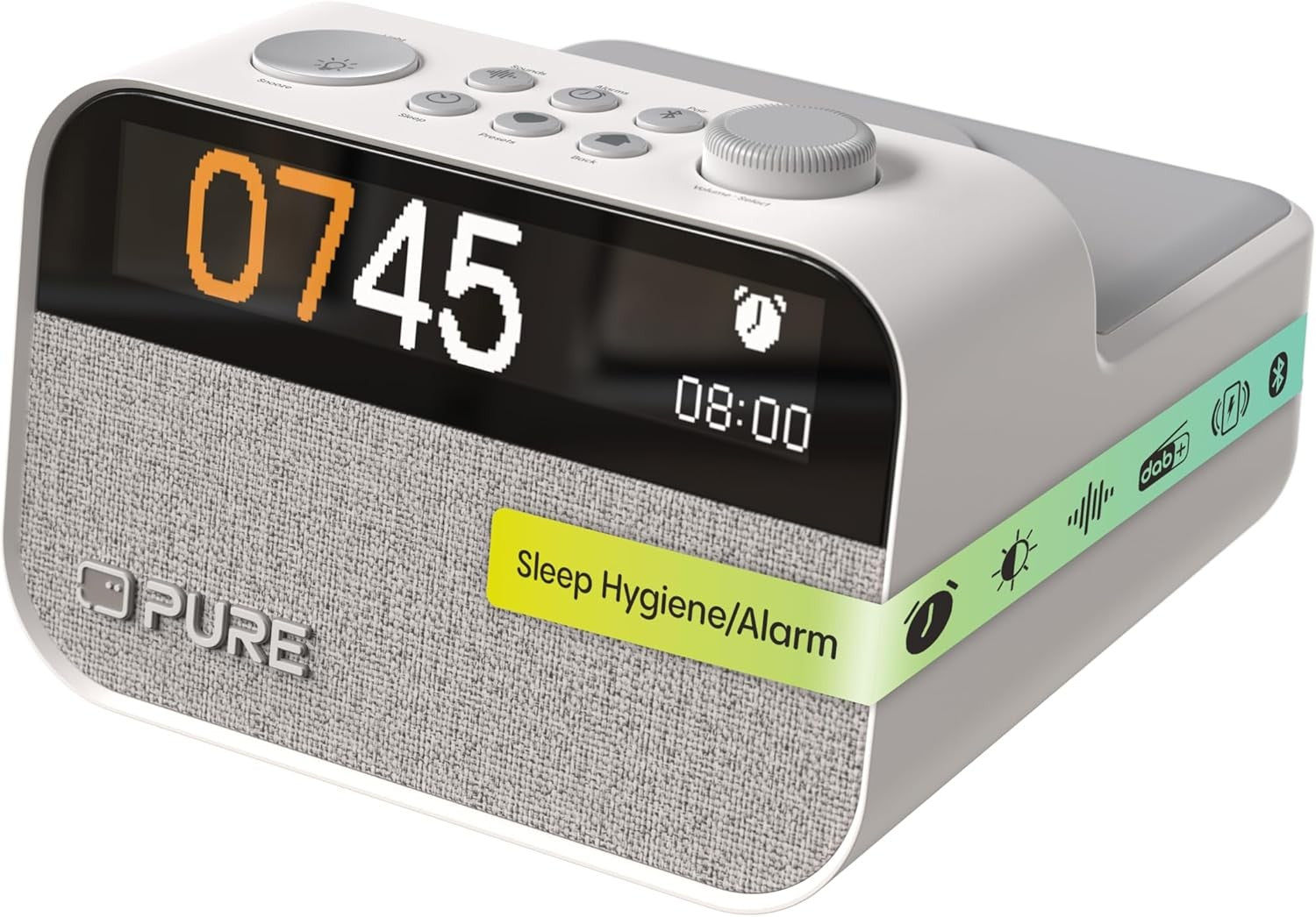 Wireless Charging Alarm Clock DAB FM Radio White Noise Wake Up Light