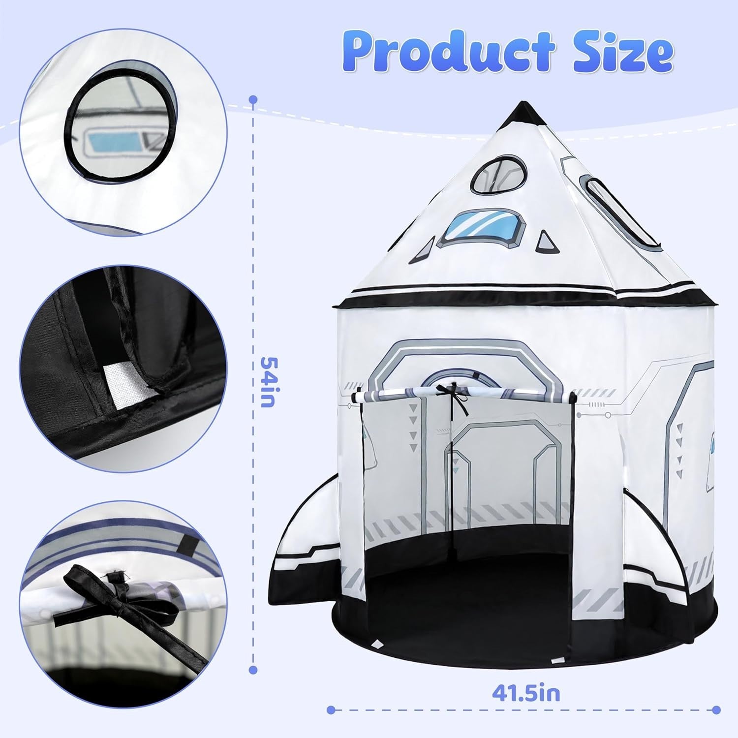 Rocket Ship Kids Play Tent Pop Up Indoor Outdoor Space Toy Toddler Gift