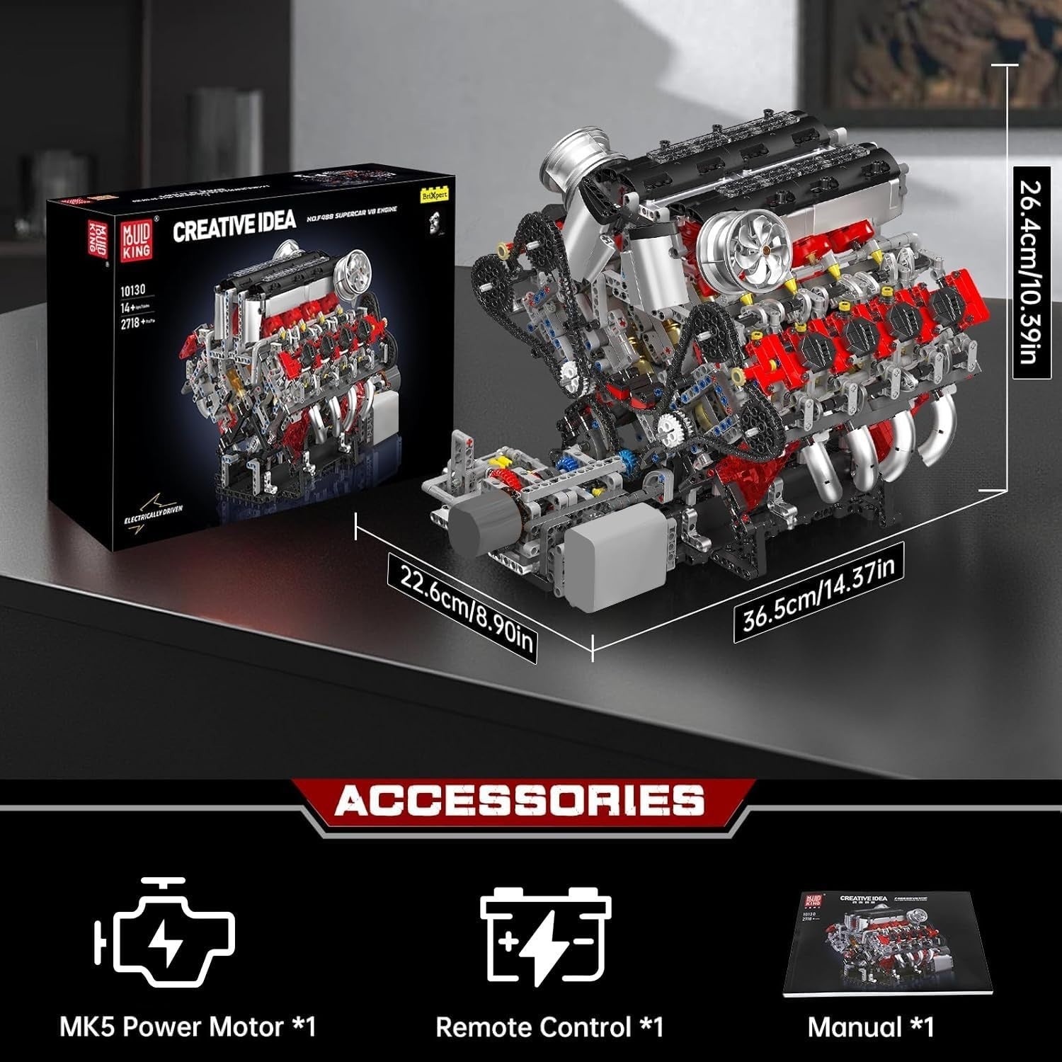 Working V8 Engine Model Kit 2718pcs STEM Turbo Motor Toy for Adults DIY
