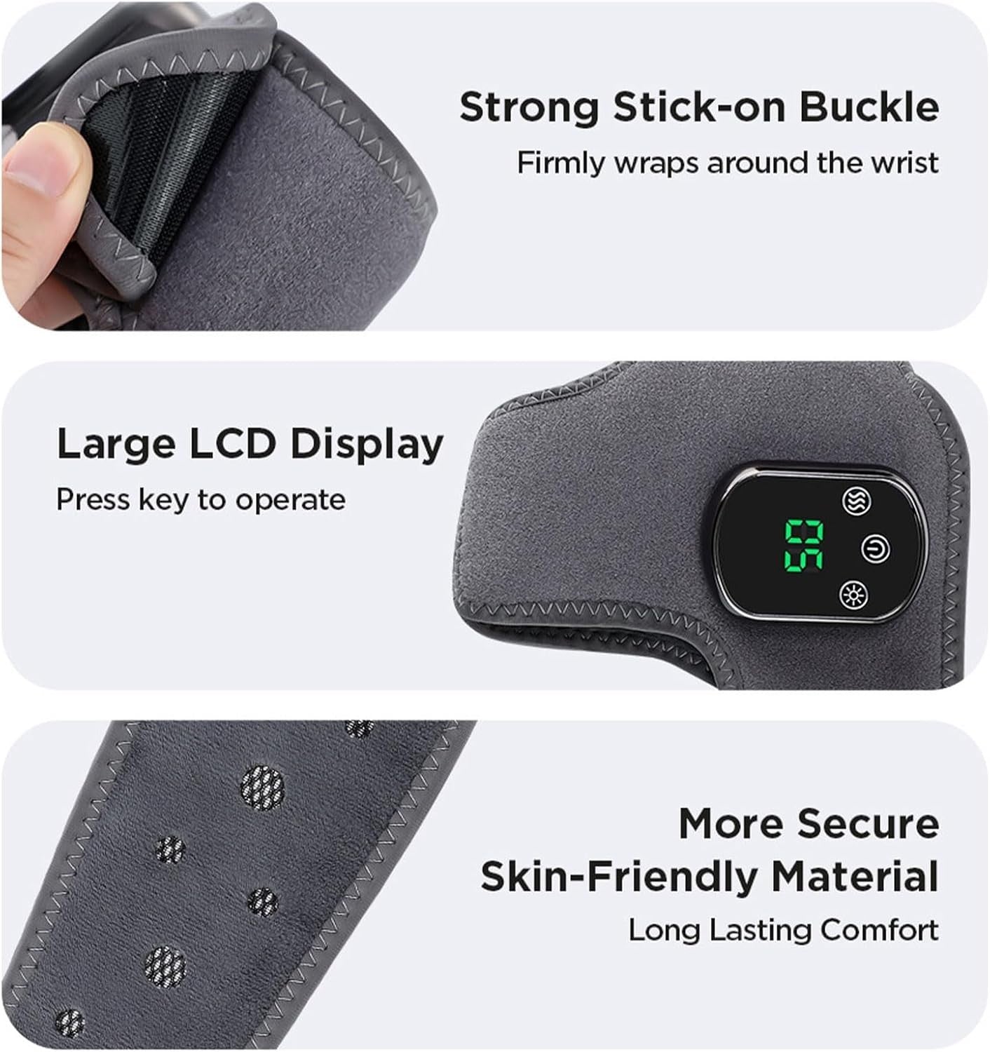 3-in-1 Heated Foot Massager with Ankle Brace 3 Vibration Modes Portable