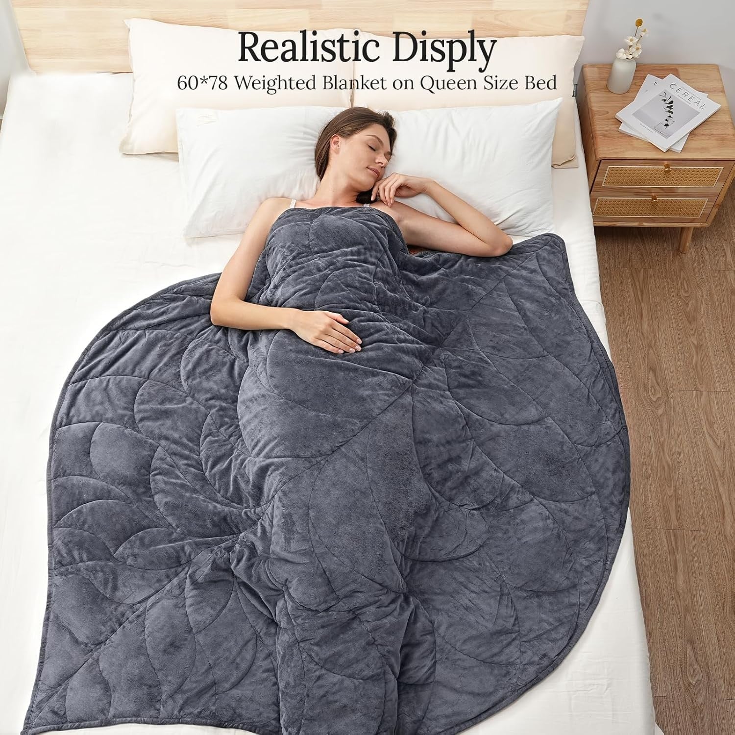 Weighted Blanket 10lbs Grey 60x78 Soft Heavy Blanket for Adults