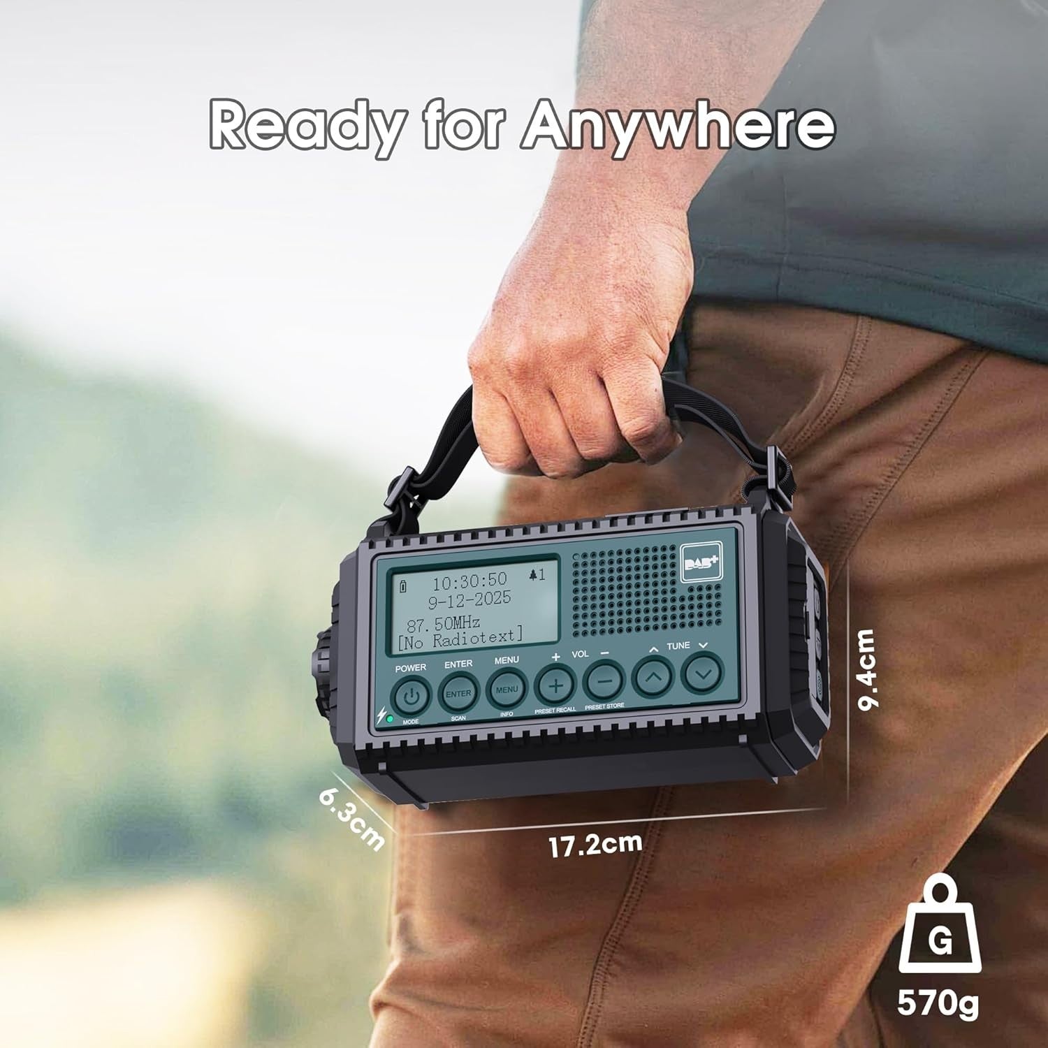Wind Up Solar Radio DAB/FM 5000mAh Power Bank Flashlight SOS