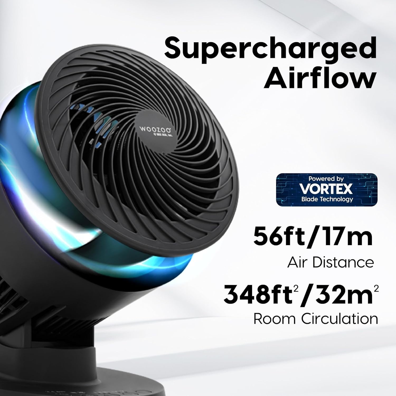 6-Inch Oscillating Desk Fan Black – Quiet Turbo Air Circulator w/ Remote & Tilt