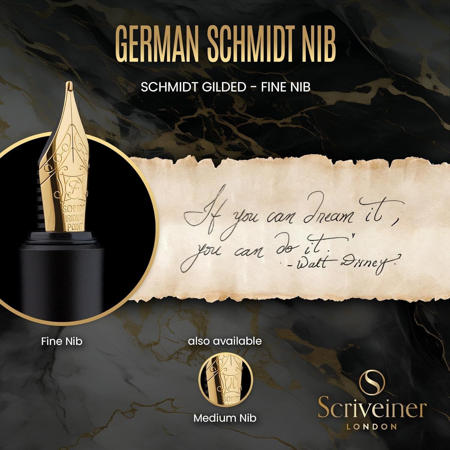 Black Gold Fountain Pen Fine Nib Luxury Gift Box