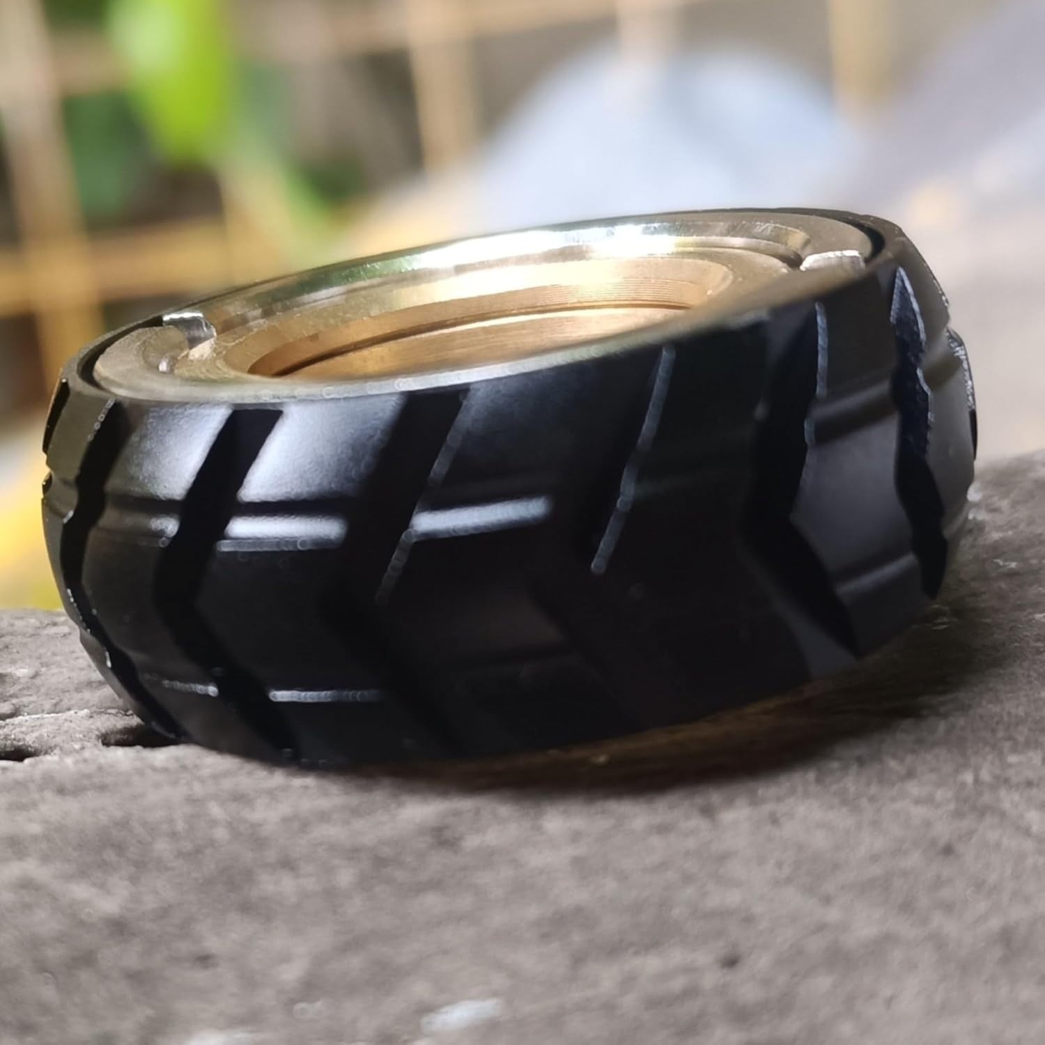 Black Magnetic Haptic Fidget Ring Stainless Steel ADHD Stress Toy
