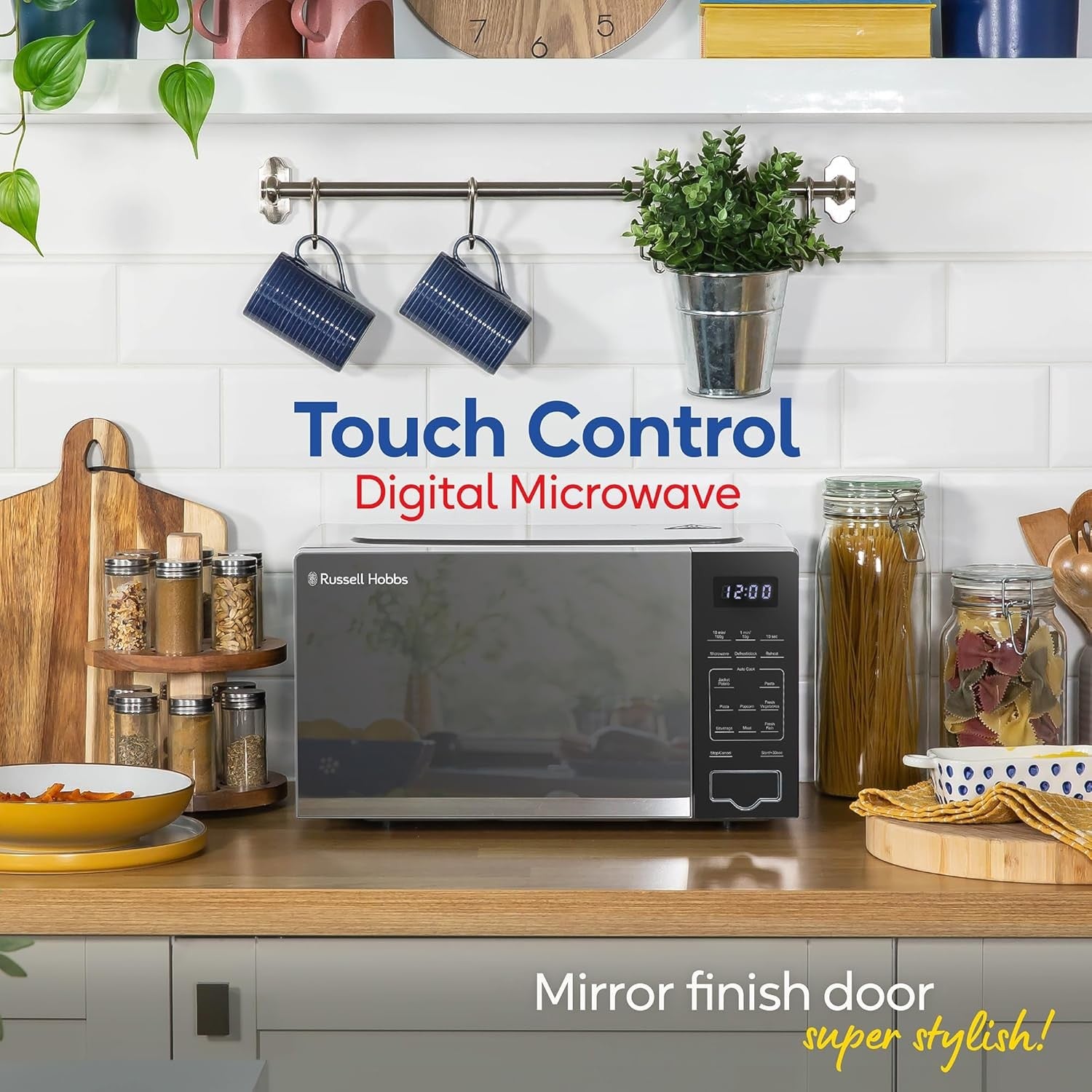 20L 800W Touch Control Digital Microwave Silver 10 Power