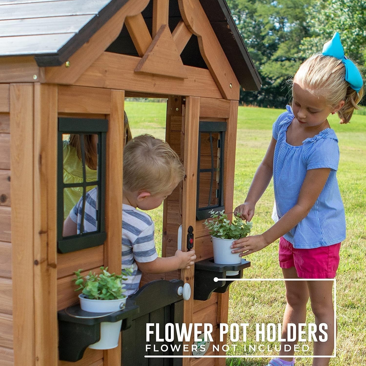Cedar Wood Kids Playhouse Outdoor Garden Cubby House Toy Kitchen