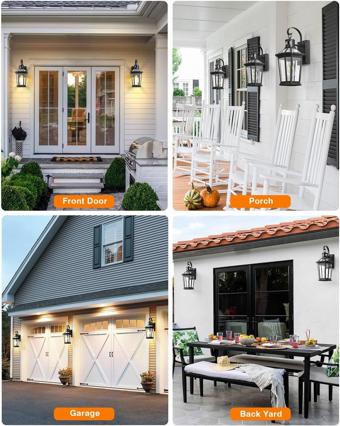 Motion Sensor Outdoor Wall Light, Waterproof Dusk to Dawn Porch Lamp