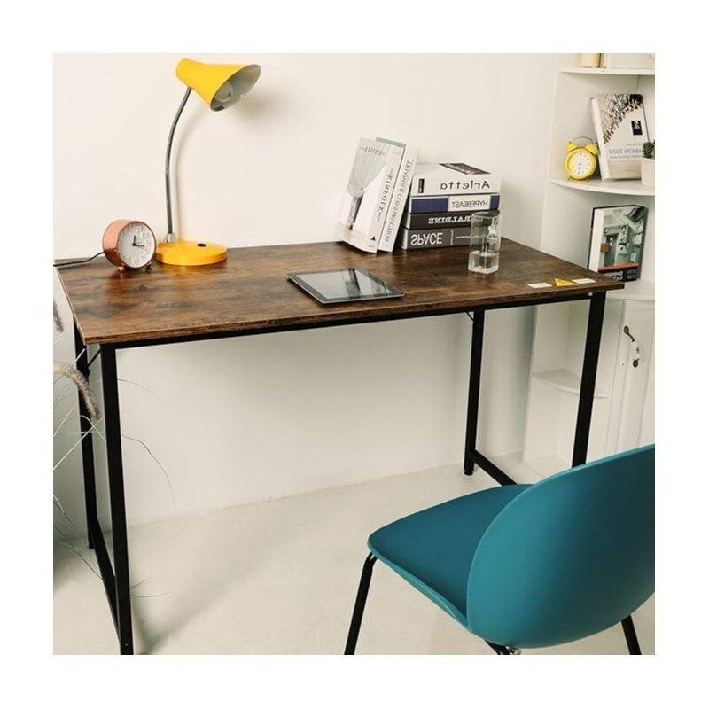 Rustic Brown 120cm Office Desk Industrial Style Computer Table Home Study