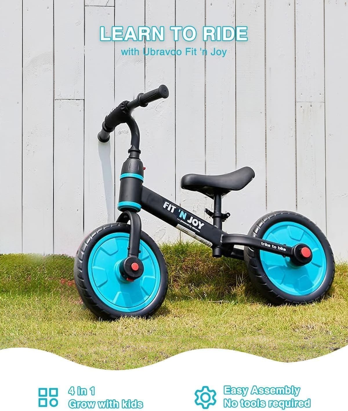 4 in 1 Kids Balance Bike Trike Pedal Bike Training Wheels Blue 2-5Y