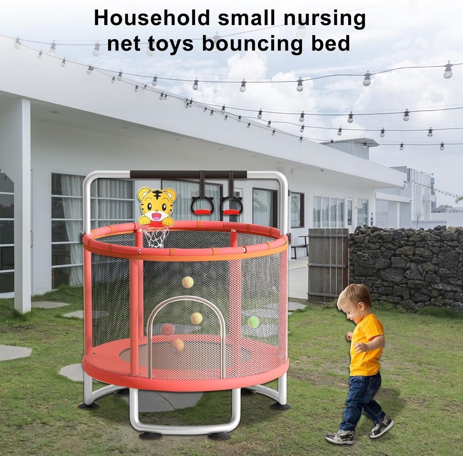 60in Kids Trampoline with Swing Gym Bar Indoor Outdoor Play Set 440LB