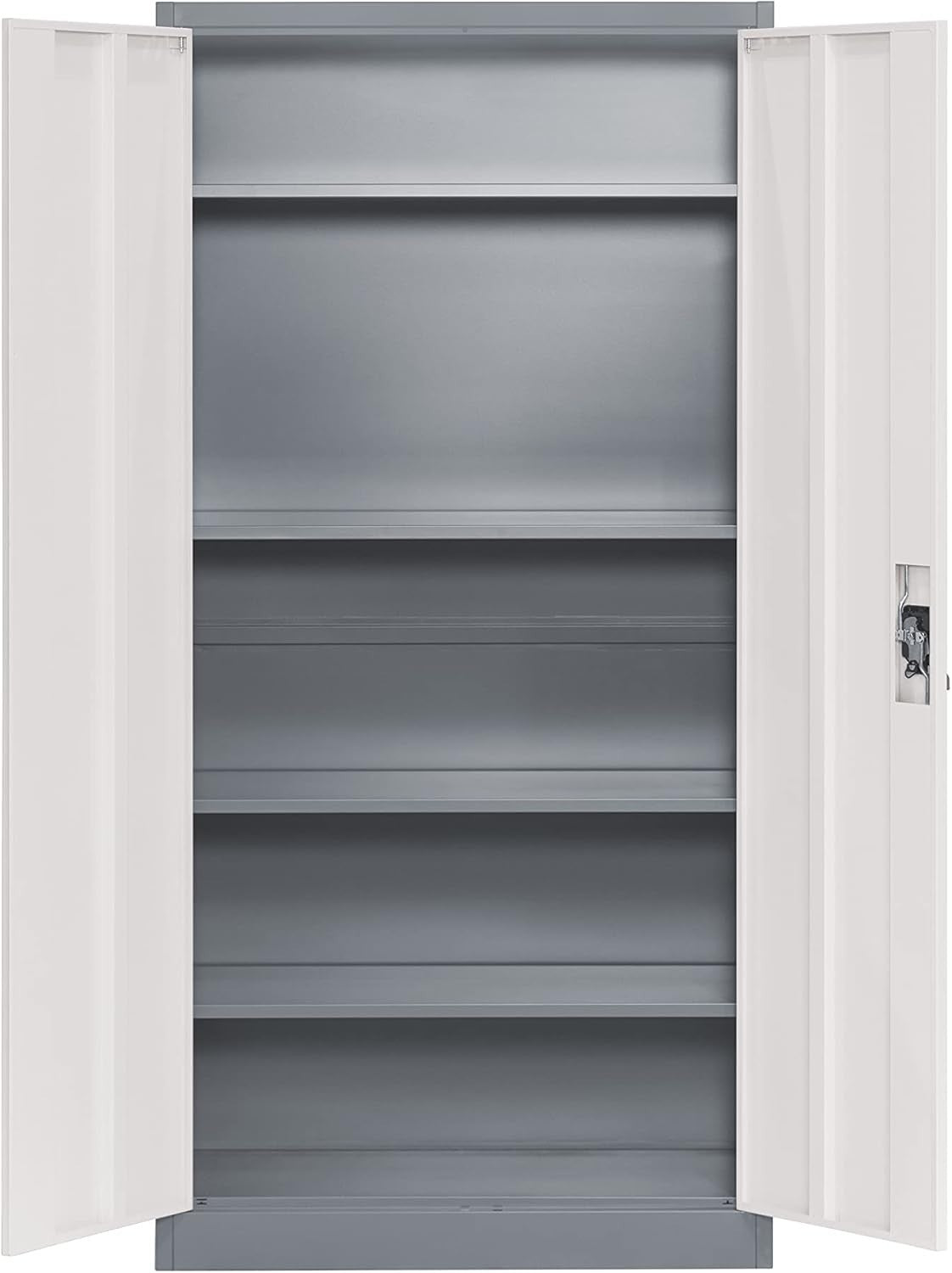 Heavy Duty Steel Storage Cabinet Lockable 4 Adjustable Shelves Grey Office