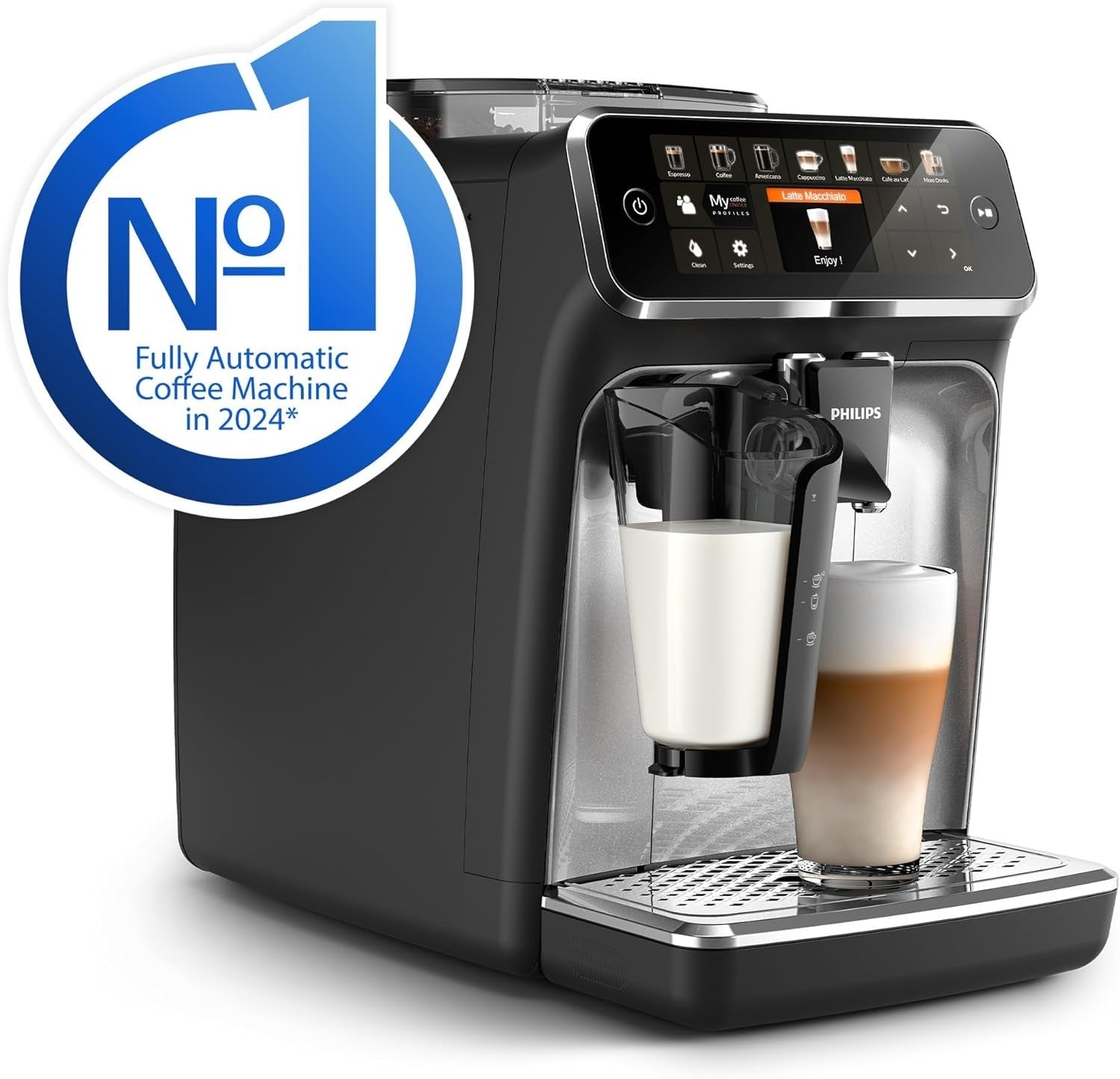 Automatic Bean to Cup Coffee Machine | 12 Drink Options | LatteGo Milk Frother