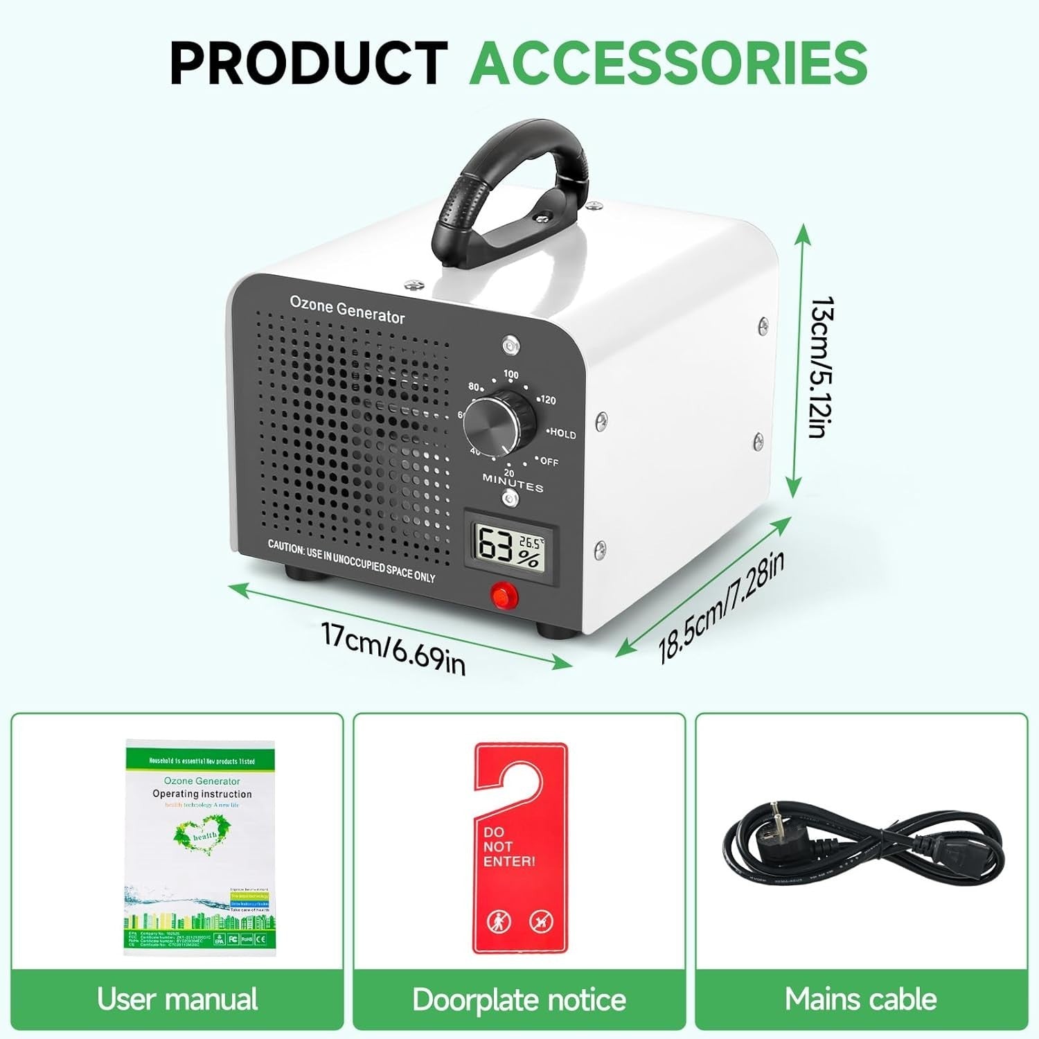 60000mg Ozone Generator Odor Eliminator Large Room Smoke Pet 320㎡