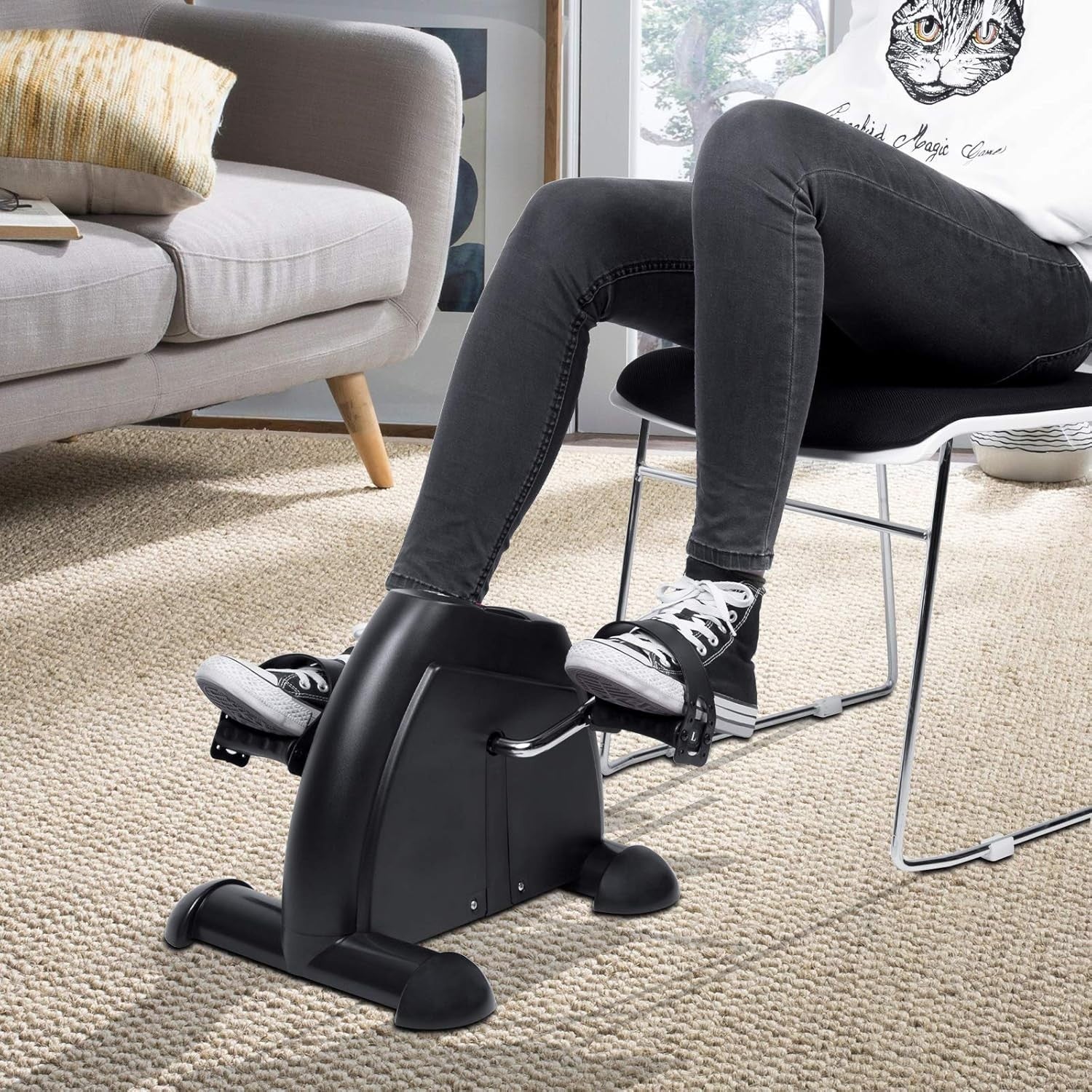 Mini Exercise Bike Pedal Exerciser w/ LCD Display, Adjustable Resistance Compact
