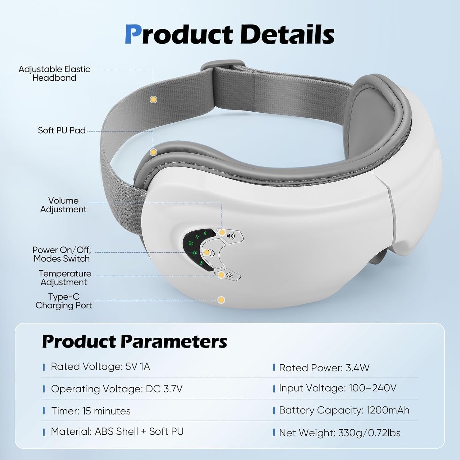 4 in 1 Heated Eye Massager Air Pressure Vibration Sleep Mask