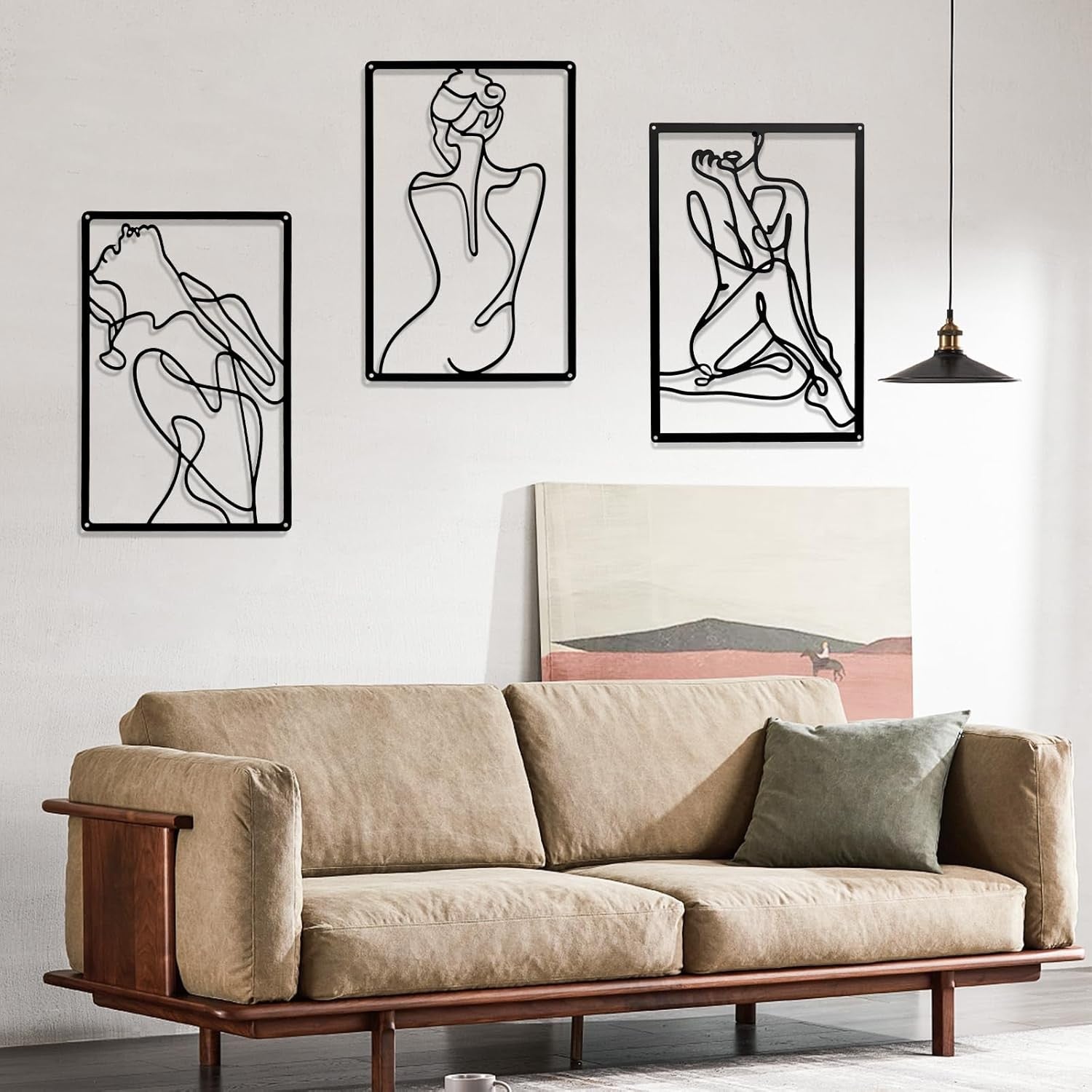 Set of 3 Abstract Woman Metal Wall Art 35x25cm Waterproof