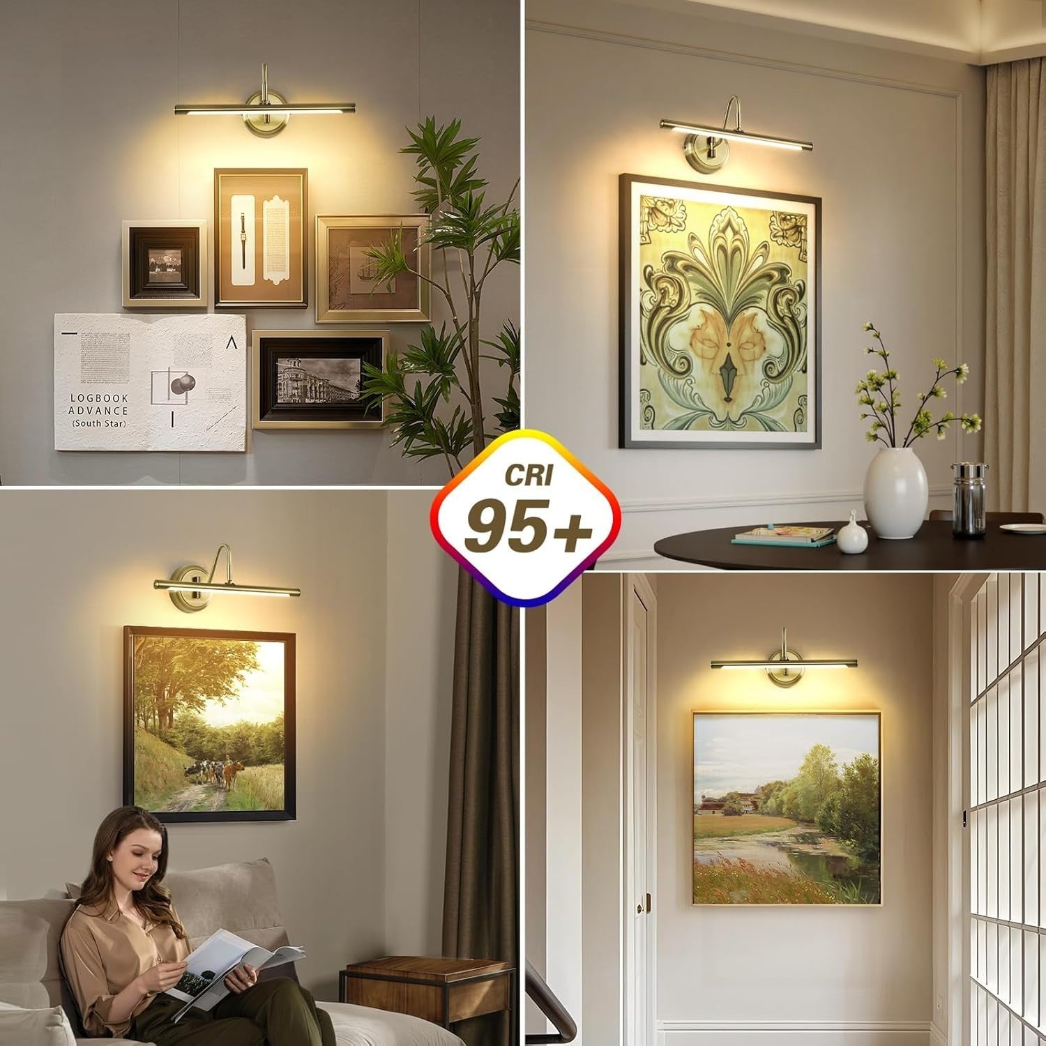 Dimmable LED Picture Light 16.54" Swing Arm, Antique Bronze Accent