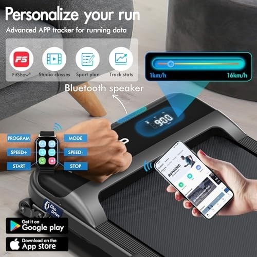 Portable Under Desk Treadmill 3.2HP 4% Incline Foldable Running Pad Home Gym