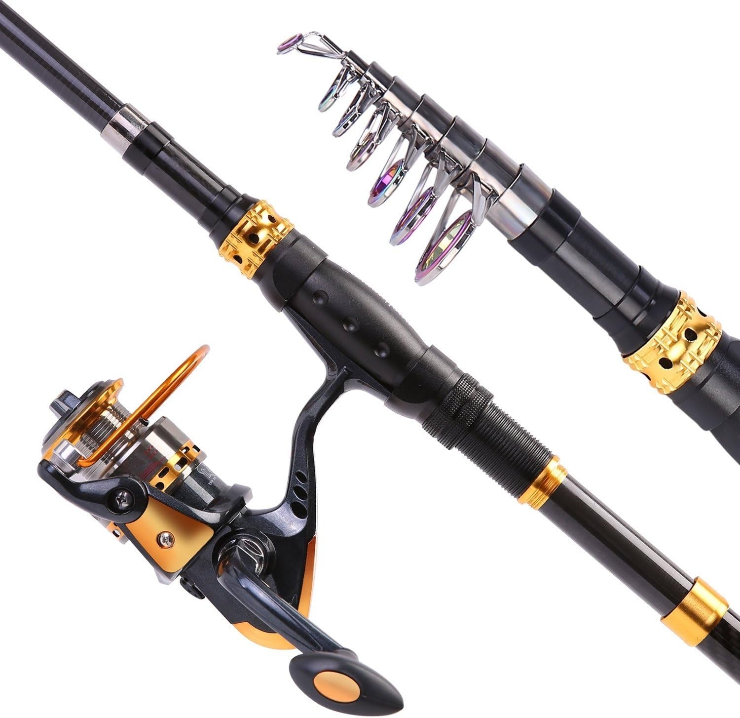 Telescopic Fishing Rod & Spinning Reel Combo Complete Travel Kit