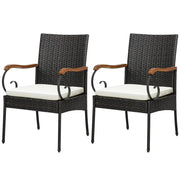 2x Rattan Garden Chairs Set with Cushions – Metal Frame, 89cm High, 180kg