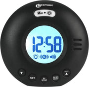 Black Vibrating Travel Alarm Clock Loud 75dB Flashing Light Snooze