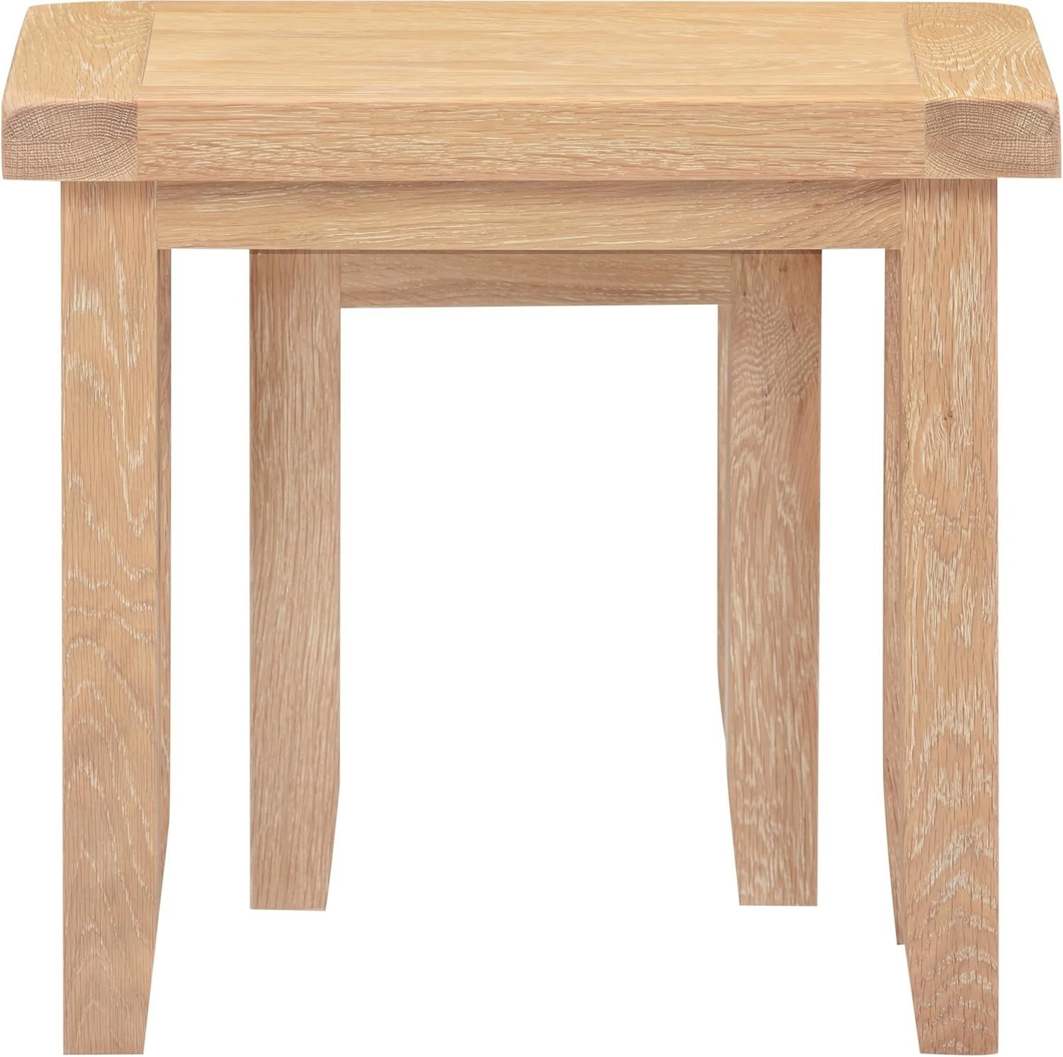 Nest of 2 Side Tables Coffee Table Set Oak Top Farmhouse Style Natural Wood
