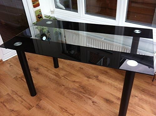 Rectangular Black & Clear Glass Dining Table Tempered Glass Table Only
