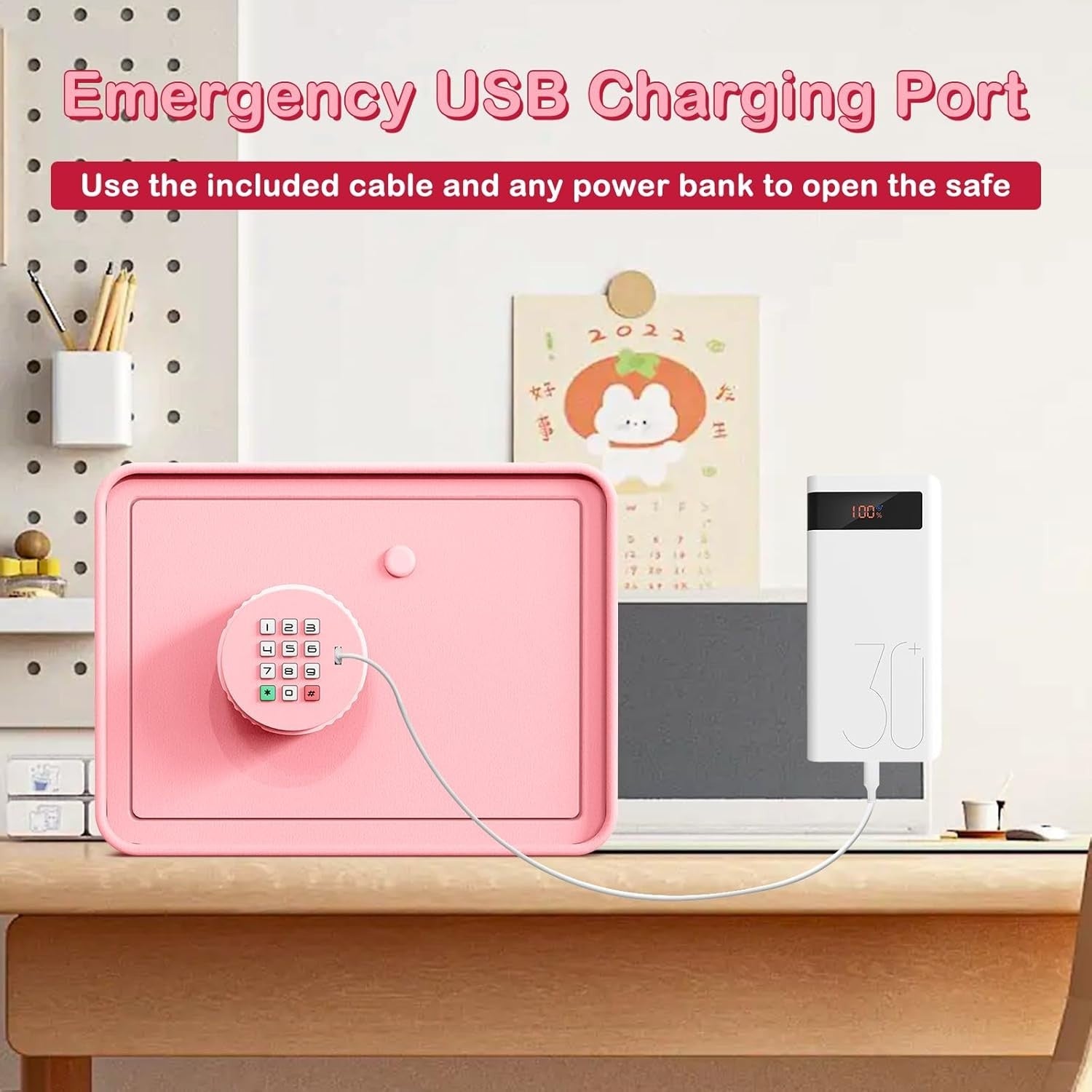 Kids Mini Safe Box Electronic Money Bank Keypad Lock Piggy Bank Pink