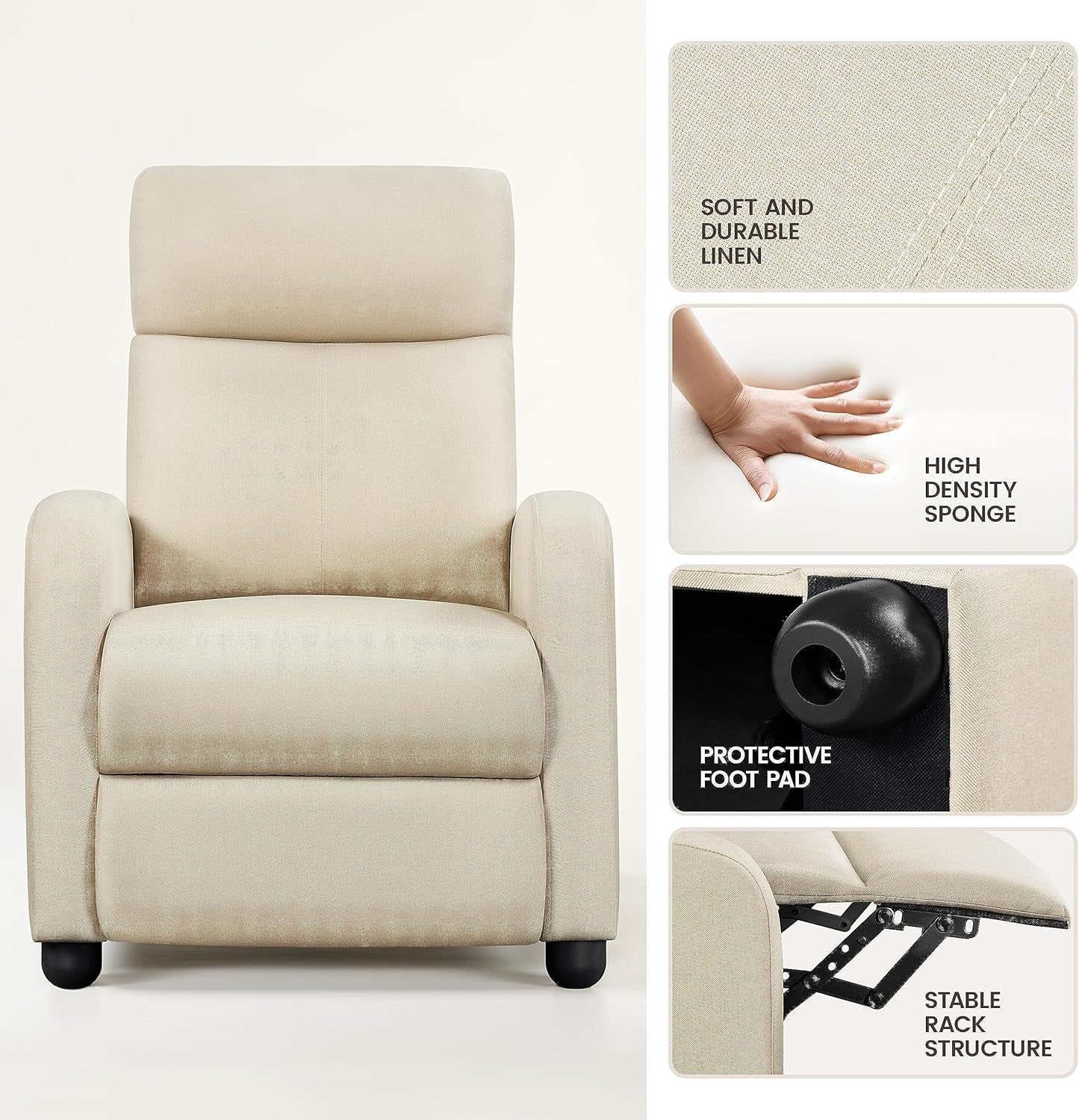 Recliner Sofa Chair Fabric Adjustable Lounge Seat Home Cinema Armchair