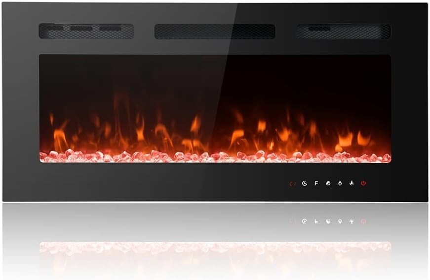102cm Wall Mounted Electric Fireplace LED Fire 12 Flame Remote Heat