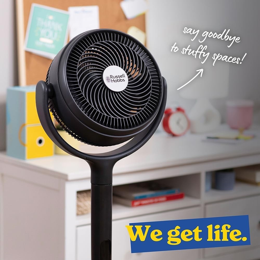 Charcoal Grey Pedestal Circulator Fan 12-Speed 130° Oscillation Remote Timer