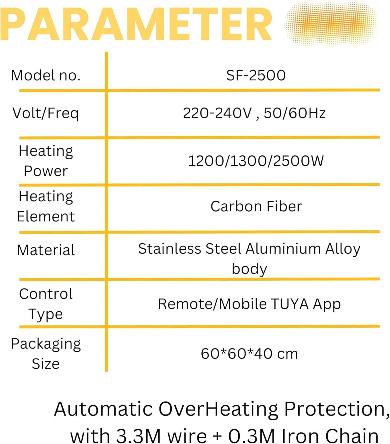 Ceiling Mounted Infrared Patio Heater 2500W Remote App Control Waterproof
