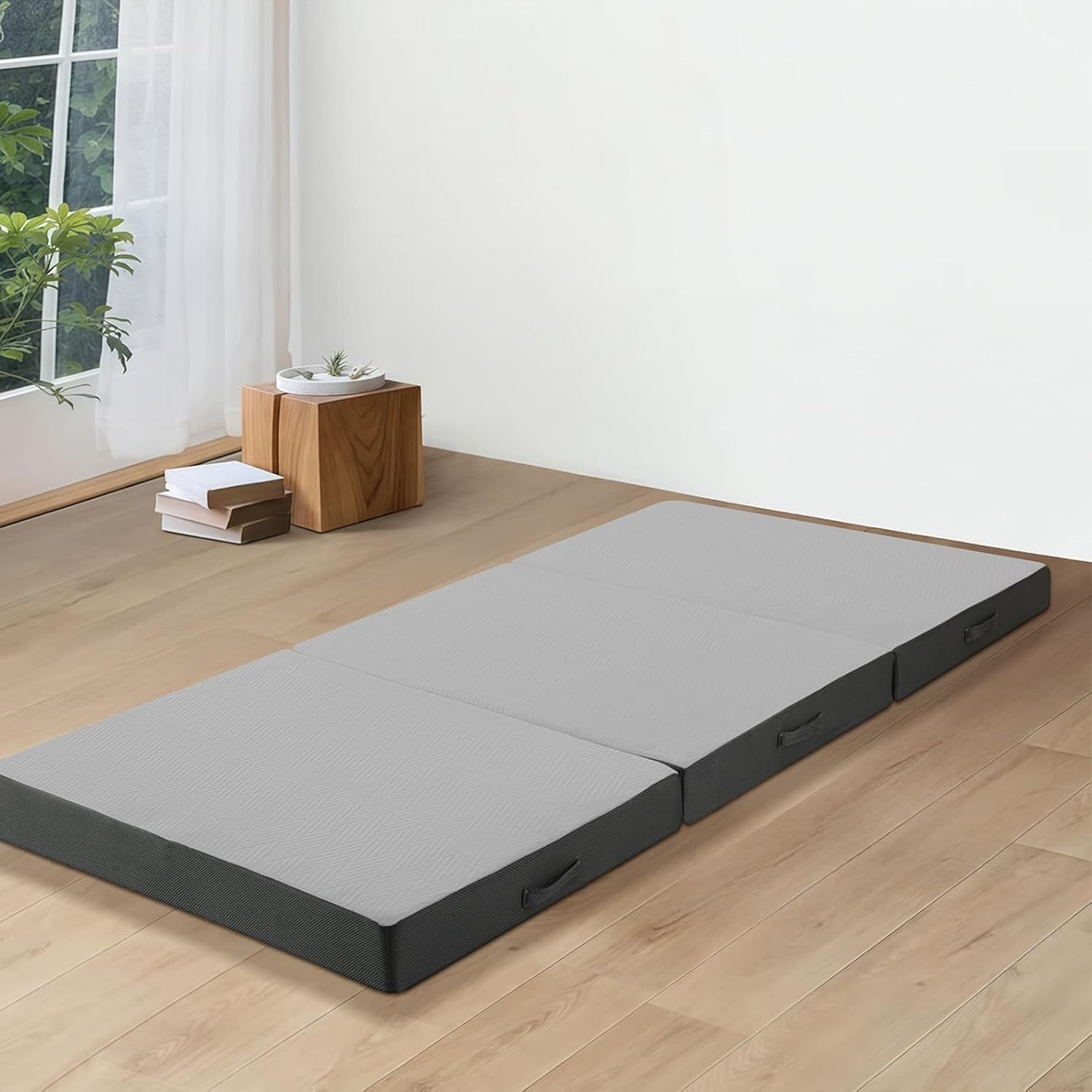 Tri Fold Single Foam Mattress 10cm Thick Foldable Guest Bed Floor Mat