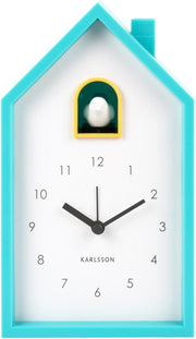 Modern Cuckoo Alarm Clock Turquoise Blue Silent Bedside Decor Clock
