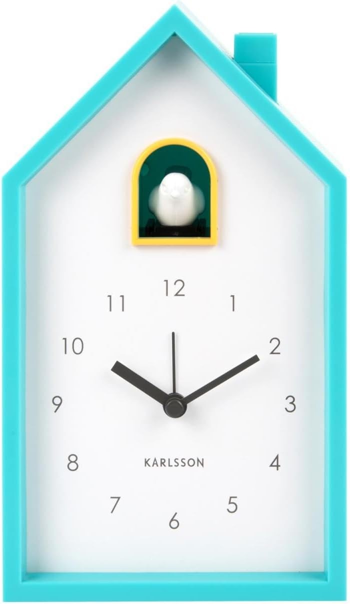 Modern Cuckoo Alarm Clock Turquoise Blue Silent Bedside Decor Clock