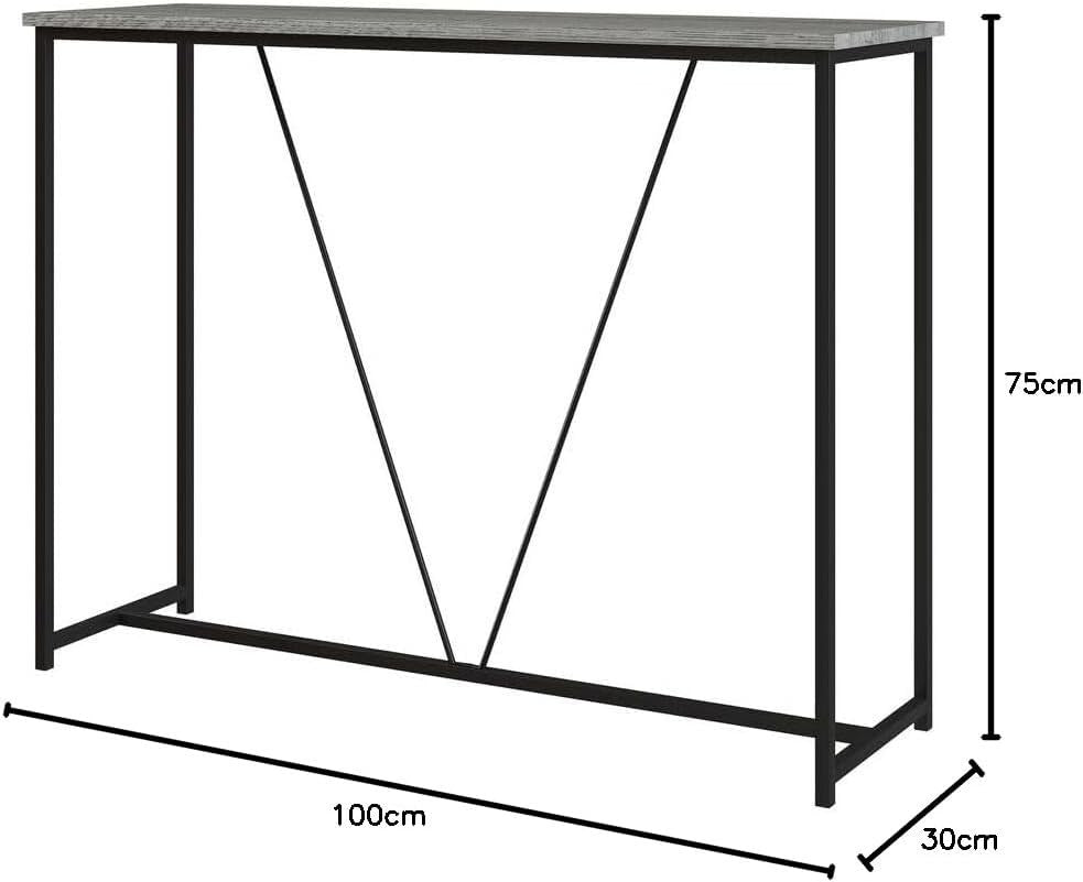 Modern Slim Entryway Console Table with Display Shelf, 100cm, Ash Grey