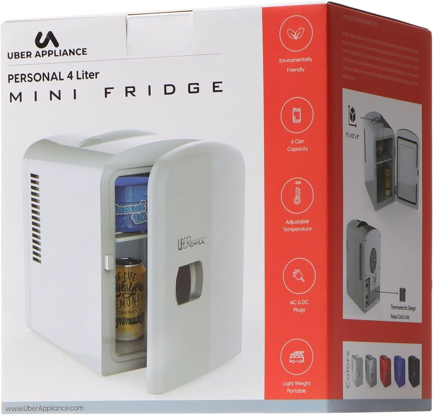 4L Mini Fridge Portable White Retro Cooler Heater AC/DC Use