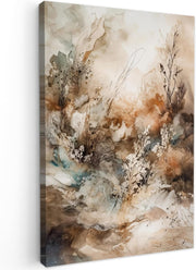 Abstract Floral Canvas Wall Art 20x30cm Beige Framed Modern Print