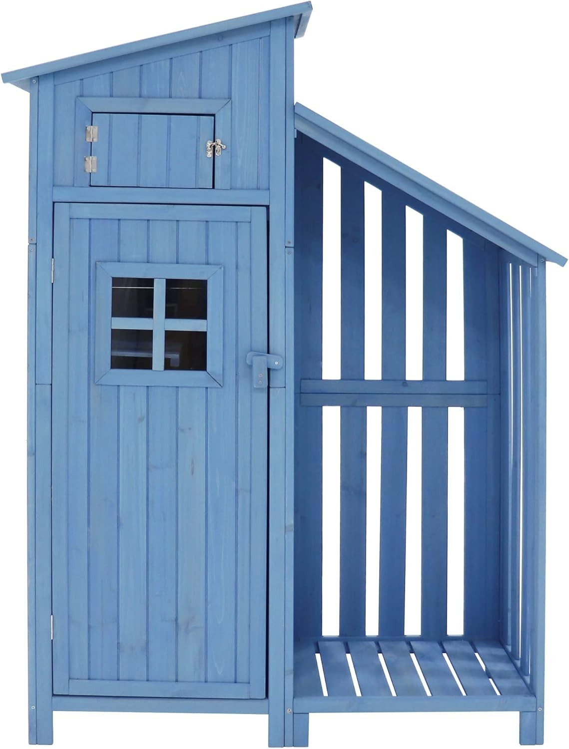 124x46x174cm Blue Wooden Garden Tool Shed Outdoor Storage Cabinet
