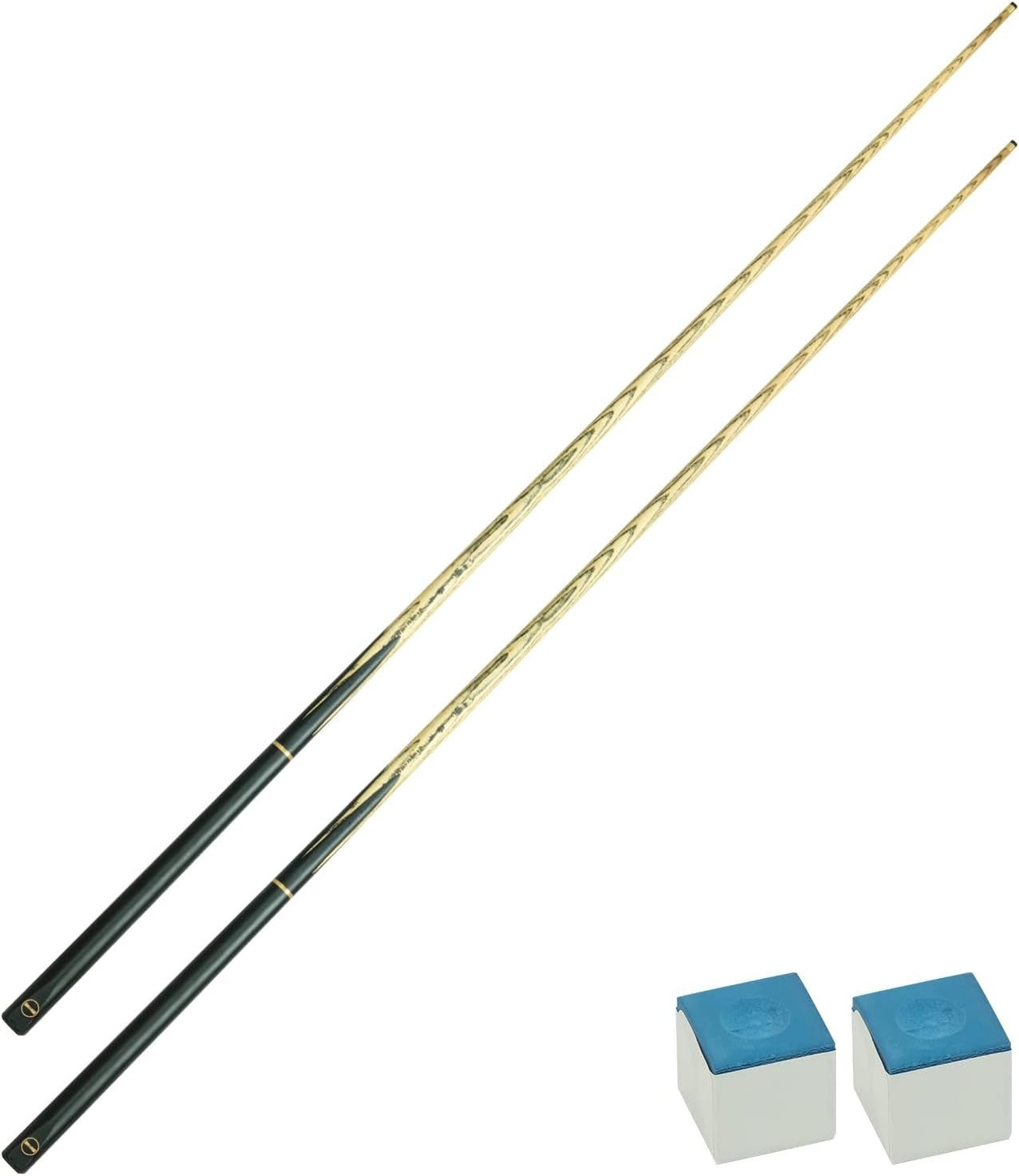 2 Pack 57in Snooker Pool Cues White Ash Wood 11mm Tip