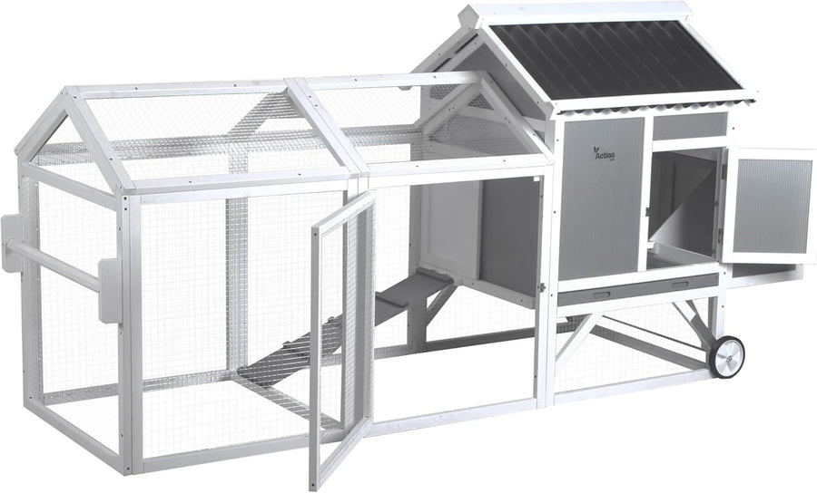 Large Wooden Chicken Coop with Wheels Nest Box 2.3m